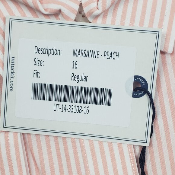 UNTUCKit Marsanne-Peach Shirt Women's 16 Peach & White Stripe LS Casual Elegance - Picture 3 of 16